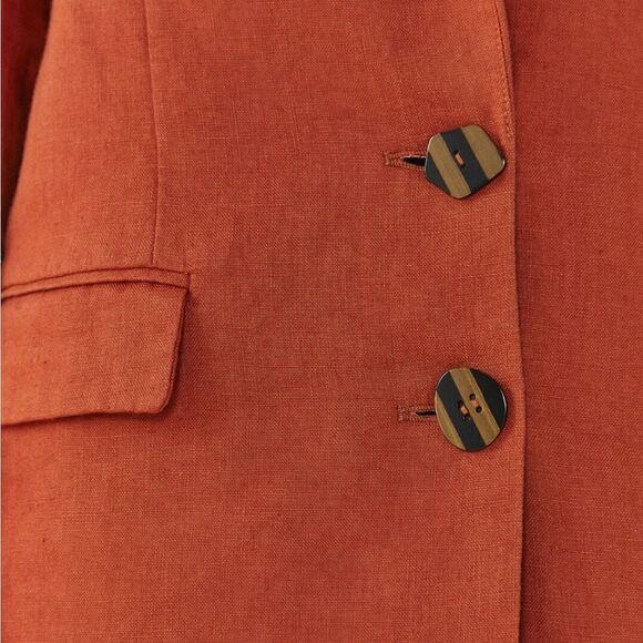 Farm Rio Brown Linen Blazer Jacket Women’s Size Large - Picture 14 of 14